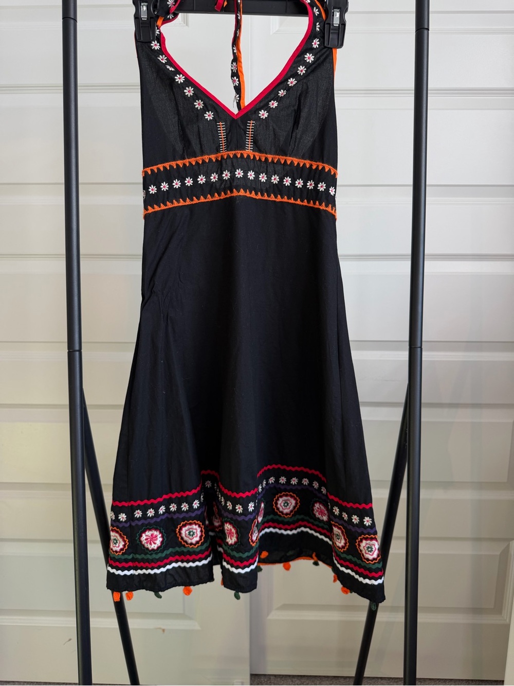 100% Cotton Embroidered Halter Dress- Vintage Spain